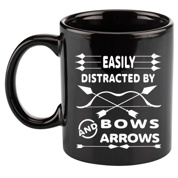 Easily Distracted By Bows And Arrows 11oz C Handle Ceramic Mug