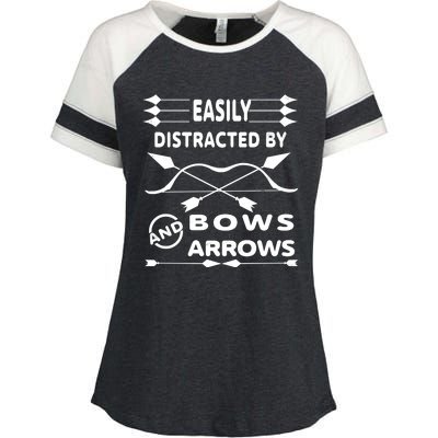 Easily Distracted By Bows And Arrows Enza Ladies Jersey Colorblock Tee