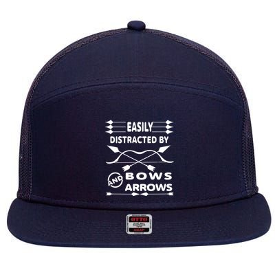 Easily Distracted By Bows And Arrows 7 Panel Mesh Trucker Snapback Hat