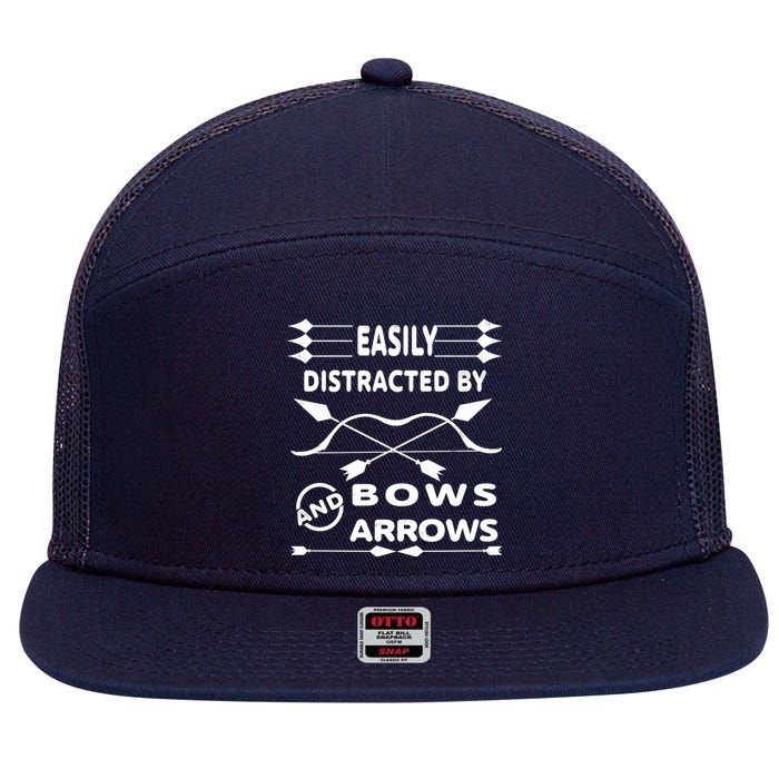 Easily Distracted By Bows And Arrows 7 Panel Mesh Trucker Snapback Hat