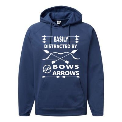 Easily Distracted By Bows And Arrows Performance Fleece Hoodie