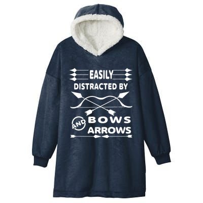 Easily Distracted By Bows And Arrows Hooded Wearable Blanket