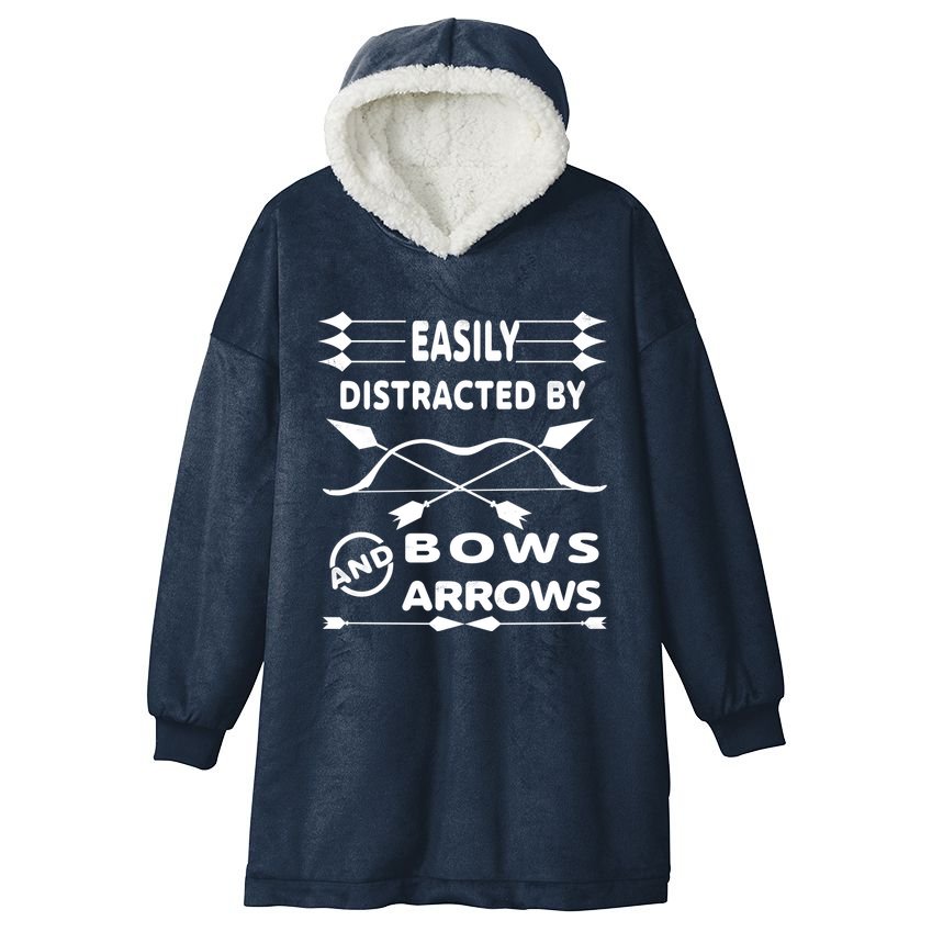Easily Distracted By Bows And Arrows Hooded Wearable Blanket