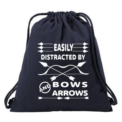 Easily Distracted By Bows And Arrows Drawstring Bag
