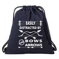 Easily Distracted By Bows And Arrows Drawstring Bag