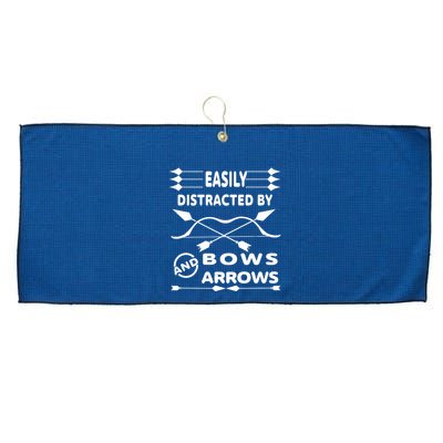 Easily Distracted By Bows And Arrows Large Microfiber Waffle Golf Towel