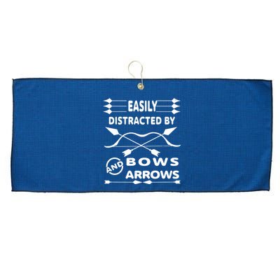 Easily Distracted By Bows And Arrows Large Microfiber Waffle Golf Towel