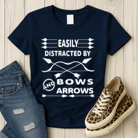 Easily Distracted By Bows And Arrows Womens T-Shirt