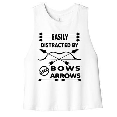 Easily Distracted By Bows And Arrows Women's Racerback Cropped Tank