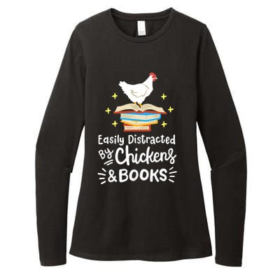 Easily Distracted By Chickens And Books Chicken Book Lover Womens CVC Long Sleeve Shirt