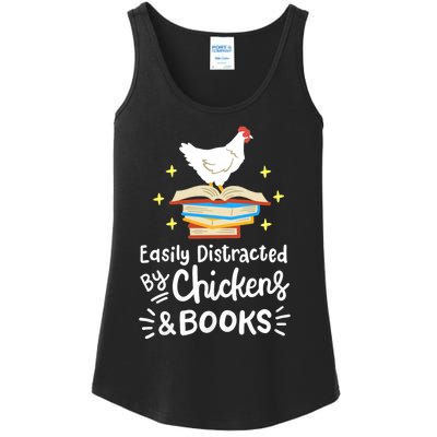 Easily Distracted By Chickens And Books Chicken Book Lover Ladies Essential Tank