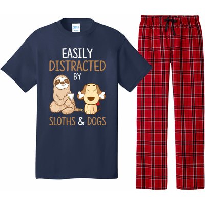 Easily Distracted By Sloths And Dogs Sloth Lover Gift Pajama Set