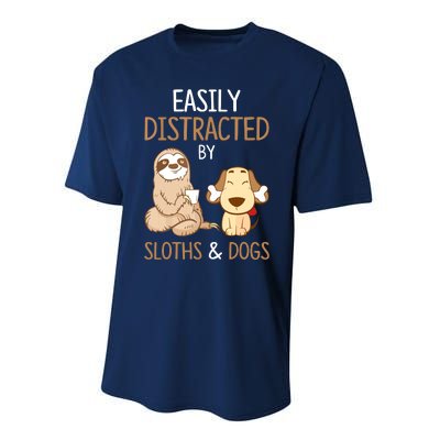 Easily Distracted By Sloths And Dogs Sloth Lover Gift Performance Sprint T-Shirt