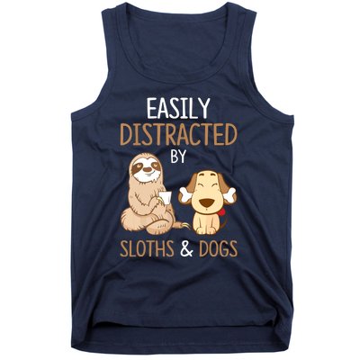 Easily Distracted By Sloths And Dogs Sloth Lover Gift Tank Top