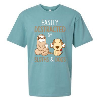 Easily Distracted By Sloths And Dogs Sloth Lover Gift Sueded Cloud Jersey T-Shirt