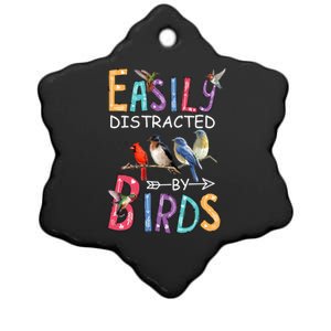 Easily Distracted By Birds Gift Funny Bird Gift Ceramic Star Ornament