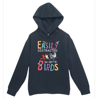 Easily Distracted By Birds Gift Funny Bird Gift Urban Pullover Hoodie