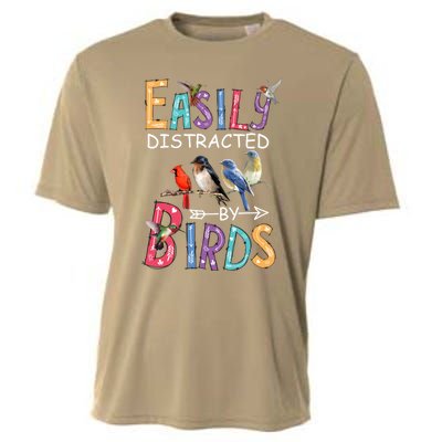 Easily Distracted By Birds Gift Funny Bird Gift Cooling Performance Crew T-Shirt