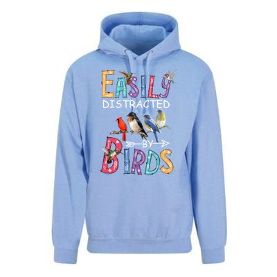 Easily Distracted By Birds Gift Funny Bird Gift Unisex Surf Hoodie