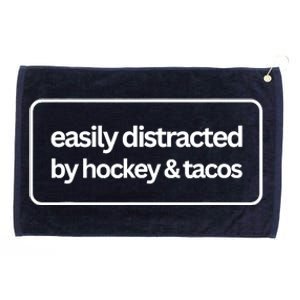 Easily Distracted by Hockey And Tacos Funny Hockey Players Grommeted Golf Towel