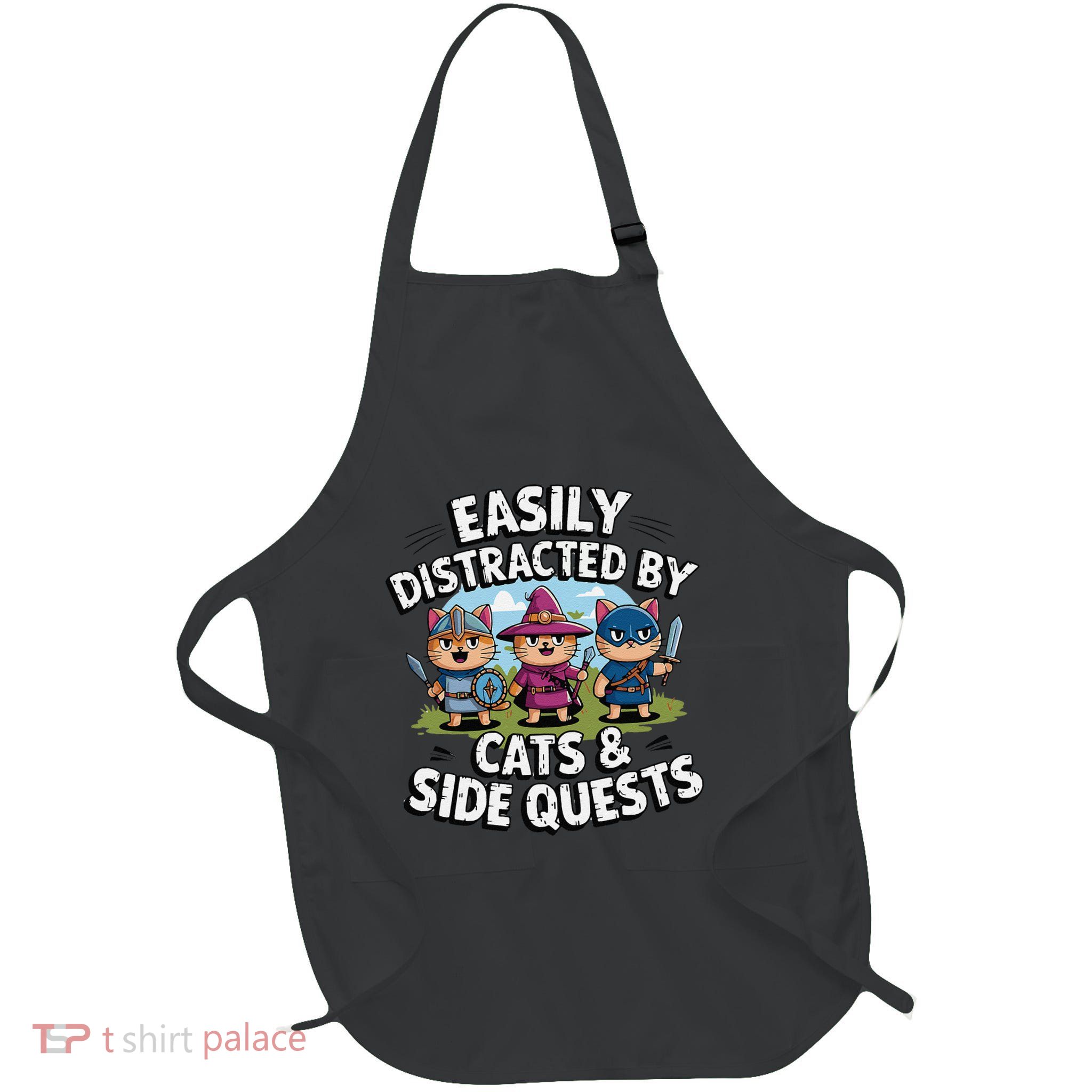 Easily Distracted By Cats Side Quests Gamer Rpg Cats Knight Apron