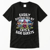 Easily Distracted By Cats Side Quests Gamer Rpg Cats Knight Tall T-Shirt