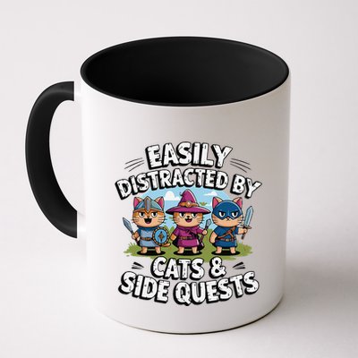 Easily Distracted By Cats Side Quests Gamer Rpg Cats Knight Mug