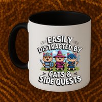 Easily Distracted By Cats Side Quests Gamer Rpg Cats Knight Mug