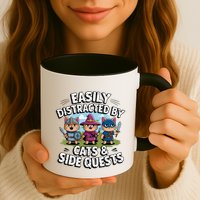 Easily Distracted By Cats Side Quests Gamer Rpg Cats Knight Mug