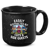 Easily Distracted By Cats Side Quests Gamer Rpg Cats Knight 15oz Campfire Ceramic Mug