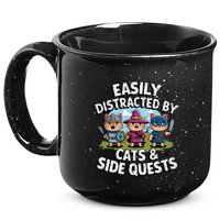 Easily Distracted By Cats Side Quests Gamer Rpg Cats Knight 15oz Campfire Ceramic Mug