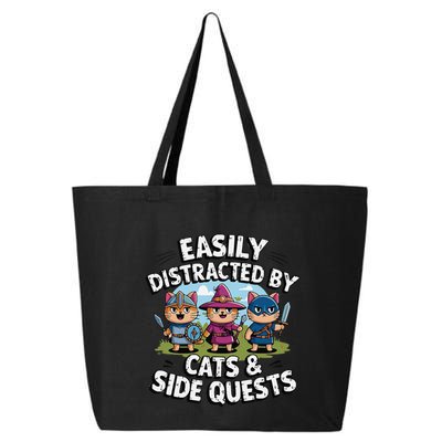 Easily Distracted By Cats Side Quests Gamer Rpg Cats Knight 25L Jumbo Tote