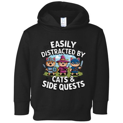 Easily Distracted By Cats Side Quests Gamer Rpg Cats Knight Toddler Hoodie