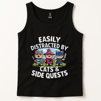 Easily Distracted By Cats Side Quests Gamer Rpg Cats Knight Tank Top