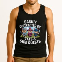 Easily Distracted By Cats Side Quests Gamer Rpg Cats Knight Tank Top
