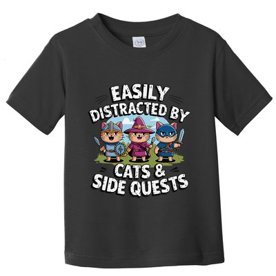 Easily Distracted By Cats Side Quests Gamer Rpg Cats Knight Toddler T-Shirt