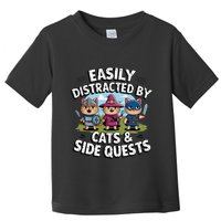 Easily Distracted By Cats Side Quests Gamer Rpg Cats Knight Toddler T-Shirt