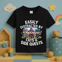 Easily Distracted By Cats Side Quests Gamer Rpg Cats Knight Toddler T-Shirt