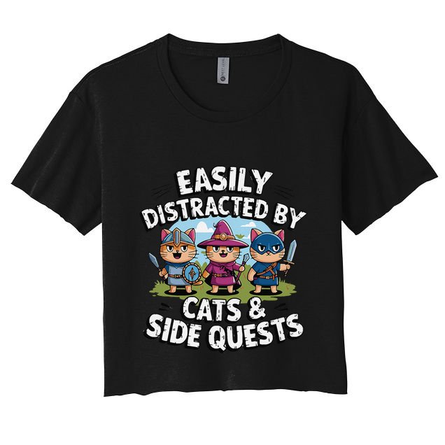 Easily Distracted By Cats Side Quests Gamer Rpg Cats Knight Crop Top