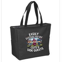 Easily Distracted By Cats Side Quests Gamer Rpg Cats Knight Zip Tote Bag