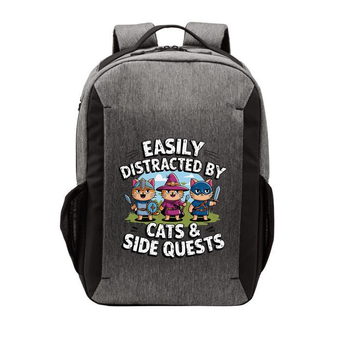 Easily Distracted By Cats Side Quests Gamer Rpg Cats Knight Vector Backpack