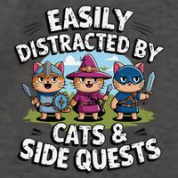 Easily Distracted By Cats Side Quests Gamer Rpg Cats Knight Vector Backpack