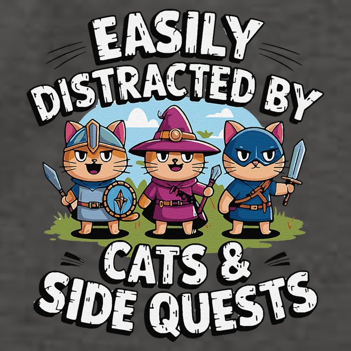 Easily Distracted By Cats Side Quests Gamer Rpg Cats Knight Vector Backpack