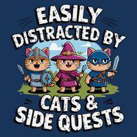 Easily Distracted By Cats Side Quests Gamer Rpg Cats Knight Infant Baby Jersey Bodysuit