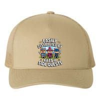 Easily Distracted By Cats Side Quests Gamer Rpg Cats Knight Yupoong Adult 5-Panel Trucker Hat