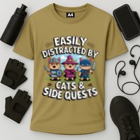 Easily Distracted By Cats Side Quests Gamer Rpg Cats Knight Performance Shirt