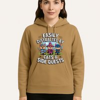 Easily Distracted By Cats Side Quests Gamer Rpg Cats Knight Hoodie