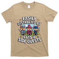 Easily Distracted By Cats Side Quests Gamer Rpg Cats Knight T-Shirt