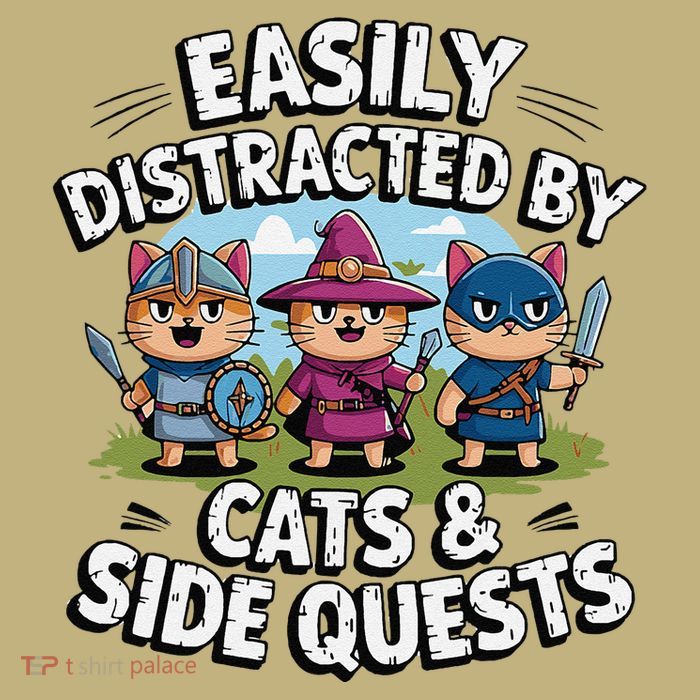 Easily Distracted By Cats Side Quests Gamer Rpg Cats Knight Sustainable Beanie