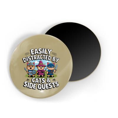 Easily Distracted By Cats Side Quests Gamer Rpg Cats Knight Magnet